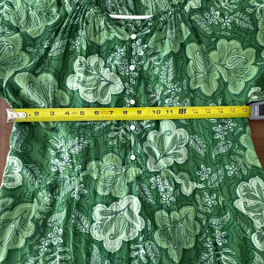 Sundry Anthropologie V Neck Mini Sling Dress Green Floral Size 3